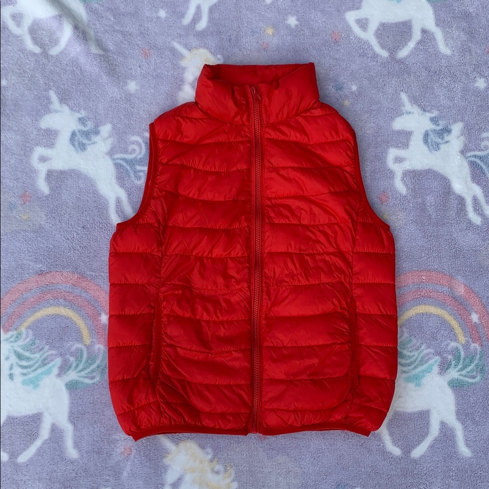 Red Zip Up Puffer Vest - Picture 2 of 8